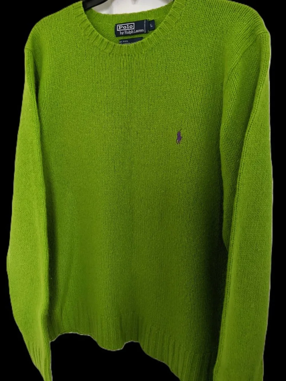 VTG Polo Ralph Lauren Men Crew Neck Wool&Angora Sweater Apple Green Size M